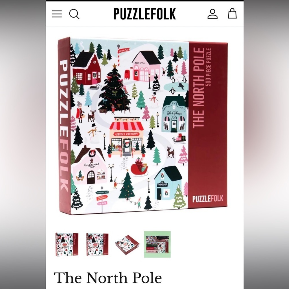 NWT Puzzlefolk North Pole Christmas Puzzle 500 Piece Holiday Winter Village Gift